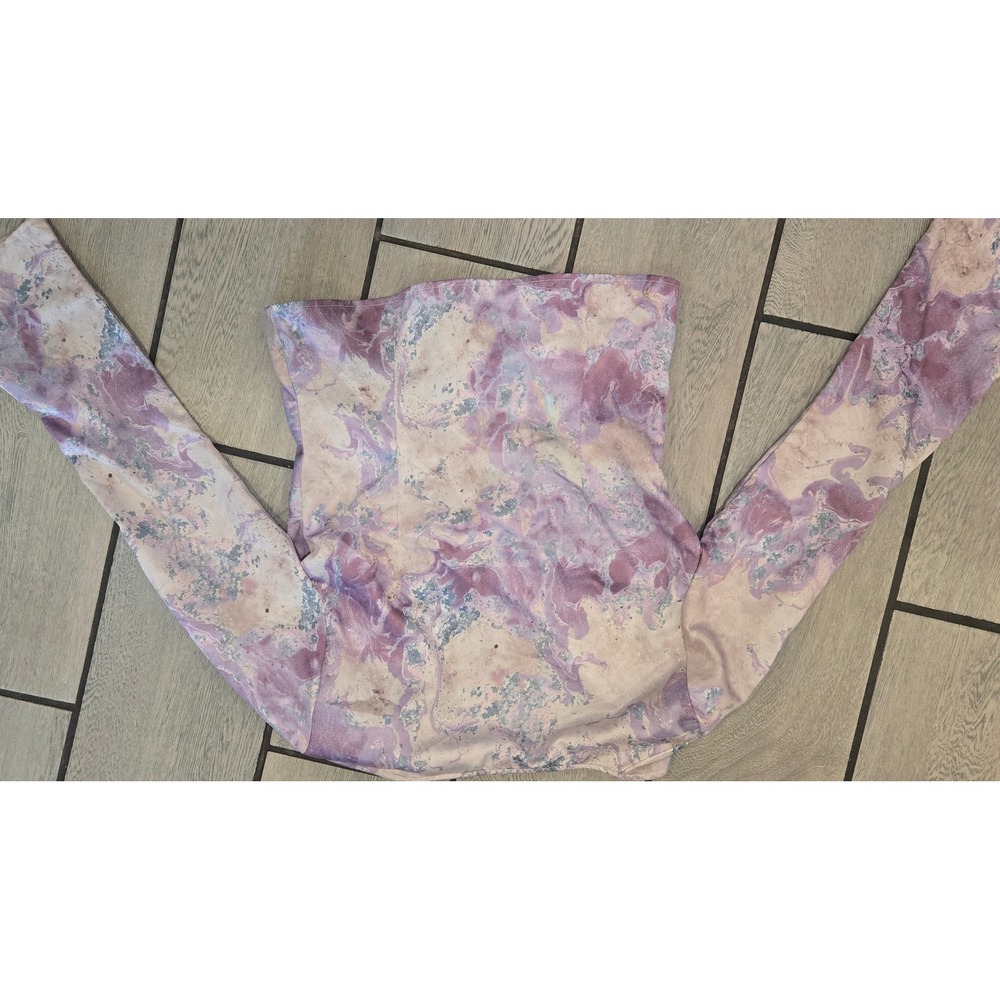 Zara Purple Marble Print Twist Front V-Neck Long Sleeve Blouse Small 08351245330 - Picture 4 of 7